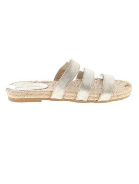 Womens Saks 5th Avenue Metallic Cream Strappy Sandals